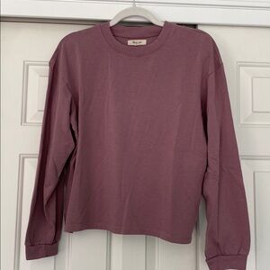 Madewell Mauve Supima® Cotton Essential Long-Sleeve Tee